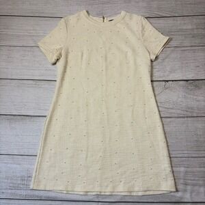 City Triangles Ivory Short Sleeve Mini Dress Pearl Embellishment‎ Size Large